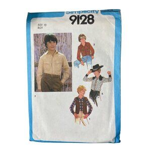 Simplicity 9128 Sewing Pattern Size 10 Boys Shirt Reversible Vest Vintage CUT